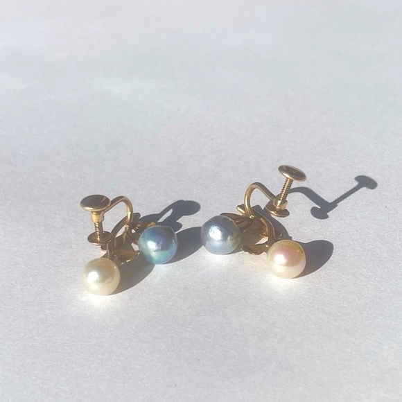 Vintage 14k Gold and Pearl Screw or clip on Earrings for un pierced Ears - Picture 12 of 15